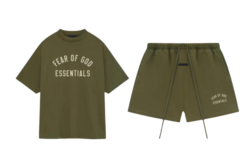 Essentials Fear Of God FW24 Military Green Tee & Short Set