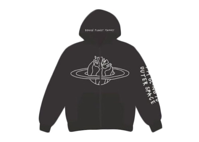 Broken Planet Outer Space Zip Up Hoodie Black